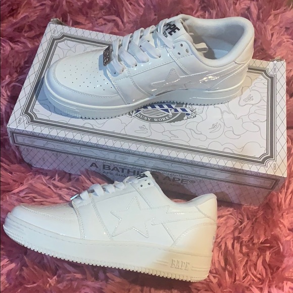 bape shoes all white